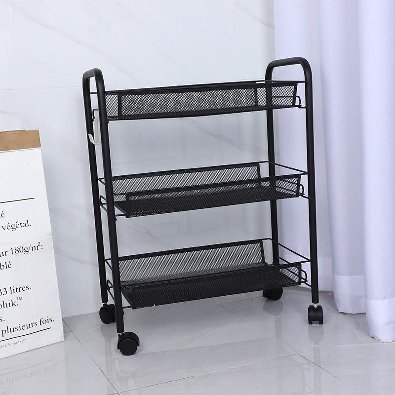 厨房菜铁丝网推铁艺移可动铁丝推车客厅理置物架带轮整落地式厨房