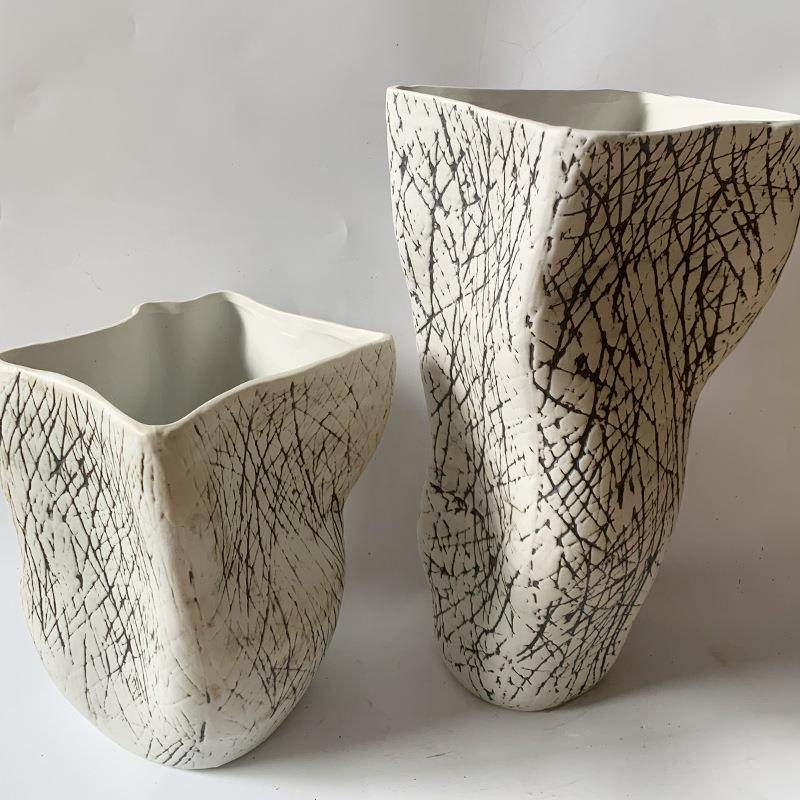 陶瓷花瓶摆件罐复古中式大口陶中瓷花器复古粗式陶客厅陶插IHO花