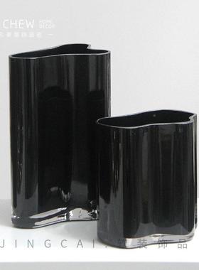 奢现代简黑色样琉轻璃花瓶套装板间感售楼处酒店客厅餐tj#lolou桌