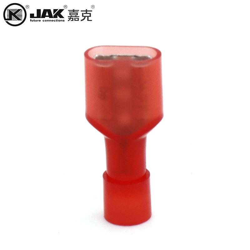 FDFN红1.25-250色缘尼龙全绝套母插端子6.3速插簧母头快接线JSBKS