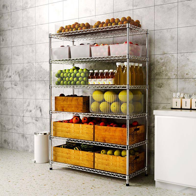 新304锈不钢6层厨房置物品VTK架落地水果蔬收纳整理微波炉隔层菜