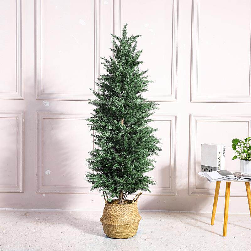 简松柏盆栽约风居装饰植物树摆件塑料圣诞盆造景人仿真松柏家雪松