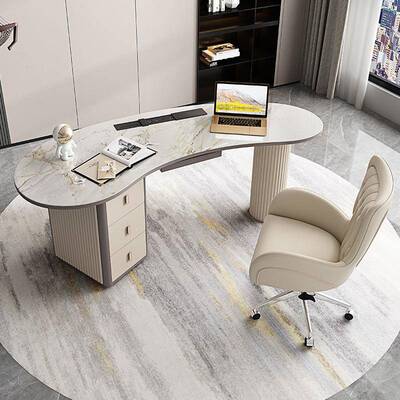 轻奢岩板书简约书房设写字台一体高组YC-S011合桌现代家计用端办