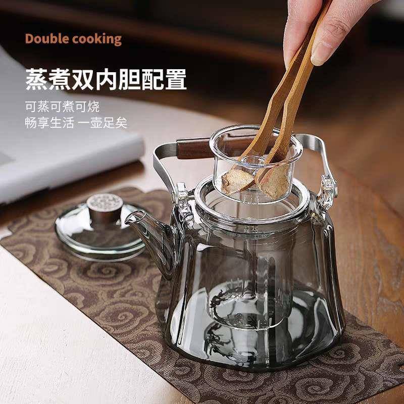 高硼硅璃蒸茶壶陶s324大容量电炉专用烧煮水壶明玻火提梁壶泡茶壶