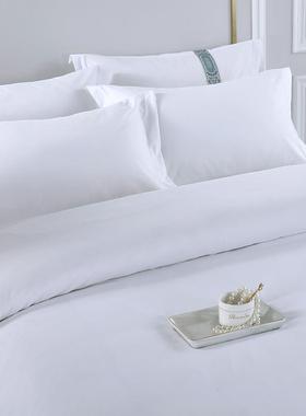 宾馆酒床上用品草纯白色床MWE单被套四件套布宿织带旅馆民风三陵