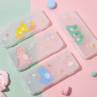 金谷透明文具盒多功能创意简约插片分隔双层大容量笔盒PP塑料学生