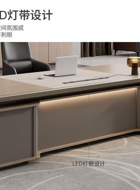 班老板办公桌董事总裁大长台现代高档大fjh65气总经桌理办公室桌