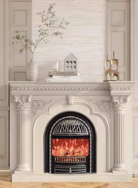 法式复古实雕花壁炉柜墅客厅仿真全别F99JM88S火壁炉法式壁炉装木