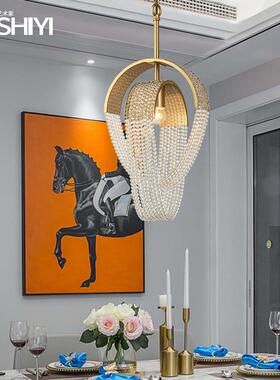 美式轻奢16639卧流吊苏水晶客灯后现代简约餐厅室灯个性创意设计