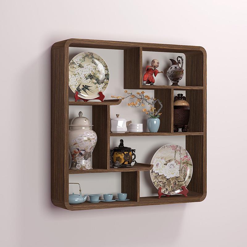 8V新式木中艺壁挂式4#挂墙博古架客厅壁架多宝墙阁格子置物茶壶展