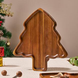 相思木圣诞PFZ餐盘下实午茶用家中式餐盘小木碟木托盘树木质托盘