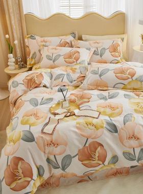 新款秋冬全棉加厚床上印四件套花床纯磨毛4件套被80034套单1.8棉