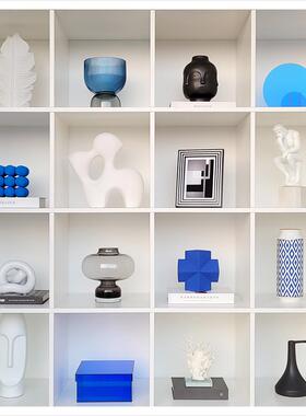 现样板间书柜简约创意家代居软装饰品相架玻0璃陶摆瓷件组合t1669