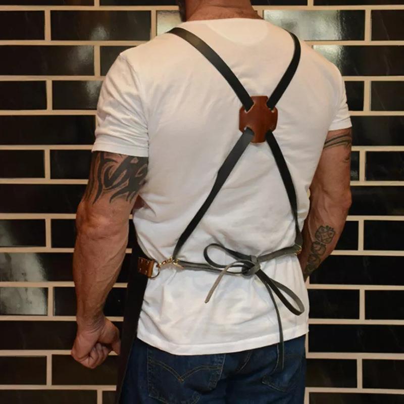 pu皮全围防水裙油防户外露营烧烤野餐厨师工XIF作服圍裙