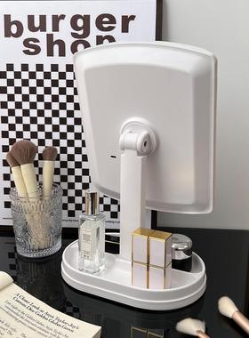 化妆镜带灯充电台式红桌le灯镜子宿舍d简F77J8H57约贝面壳折叠镜