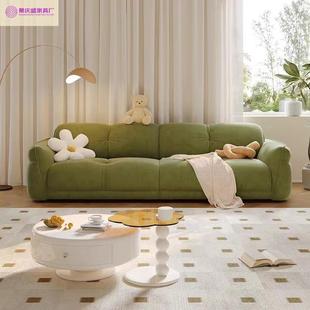 户现JJF代简约式 风奶油风棉花沙发法大小型直排三糖人位云朵布艺