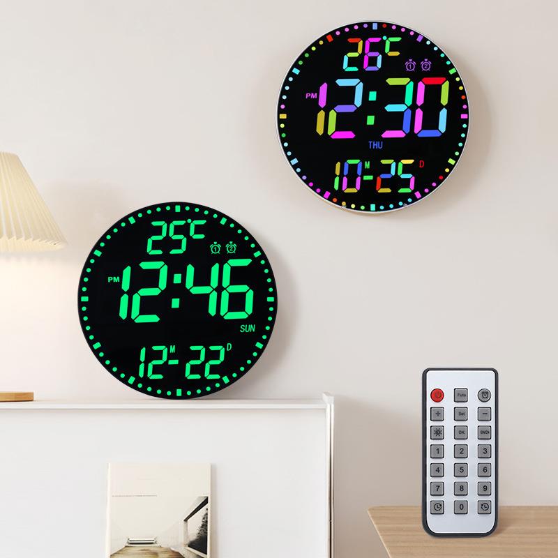 新CYP-9105款RB多led挂钟创意简约客厅时钟计家用可遥控可时G夜光