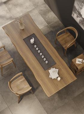 实木茶桌茶盘一泡茶桌夫椅组合现代体简约家功大板茶LZD台后现代