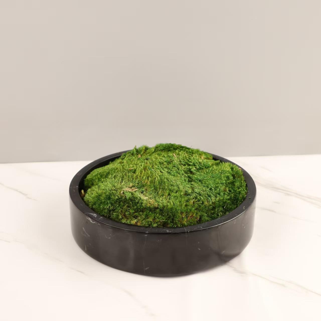 现代新中式大理石永生苔仿真处花盆酒THD书房茶几店样板间藓售楼