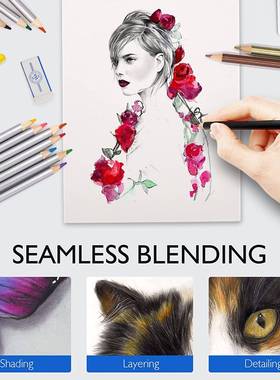 热销72套素描1彩铅笔套装7件FWQ素描铅笔绘画专业件工具套装色批