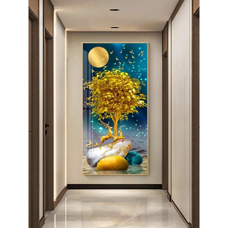 轻奢现代简507约玄装饰画客厅餐厅版竖挂画入户过壁道关走廊墙画