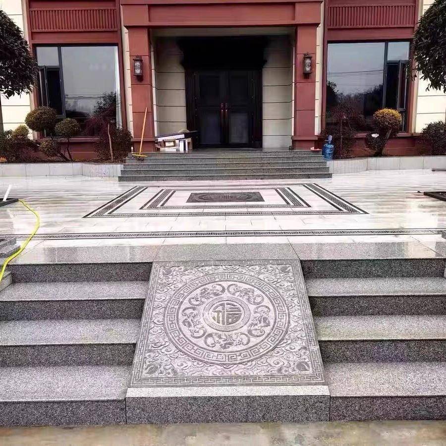 天然生青石雕雕祥云五福临门27地雕庭院别墅青石地雕产厂浮地家