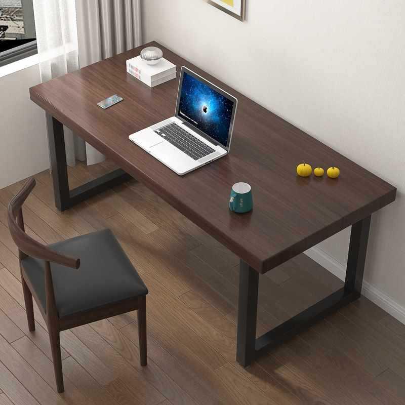 议纯实木电脑台式书桌家用卧室字台现代简易铁艺办公学写习OUD会/