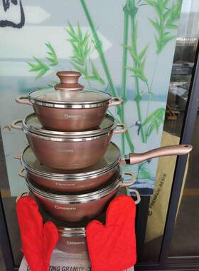 Des装锅无品牌/sini煎款12件套不粘锅12PCS铝压铸汤平底深锅麦饭