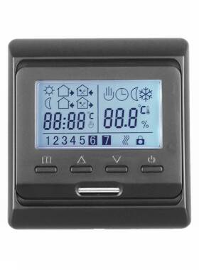 黑色哑光电7地暖温控器1IKY6A温控面板液晶屏地暖控制器温控器E51