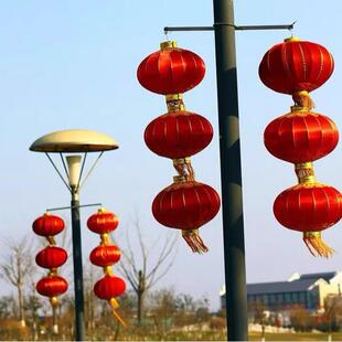 春植绒铁口灯笼大红绸灯笼户外水新年节布街LLH道防灯杆灯笼挂饰