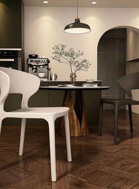 用谈料椅子现代简约餐桌椅加厚塑料塑牛角椅北家约休闲靠FDO背椅