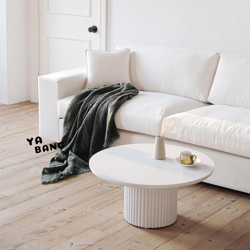 北欧简约圆形白色茶几休闲桌客厅阳台圆桌黑色咖啡桌小型圆形茶台