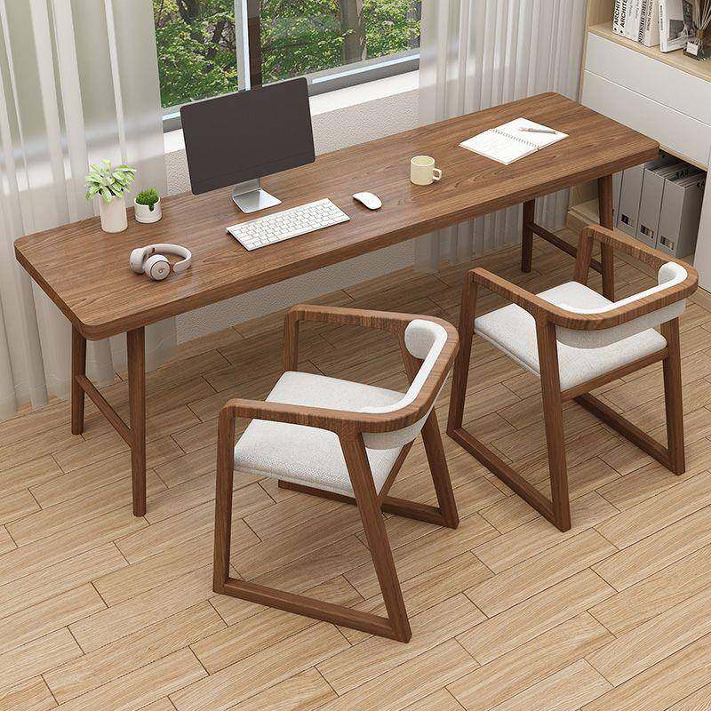 实木书桌椅组合简约现代家用客厅新中式工作台靠墙长方形学习桌