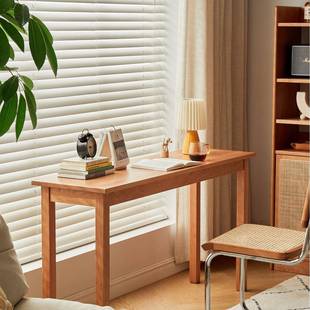 长条书桌子40cm北欧实木樱桃木极窄日式简约卧室靠墙写字台置物架