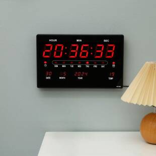 数码万年历挂钟HB3320夜光静音数字时钟创意LED大屏电子钟