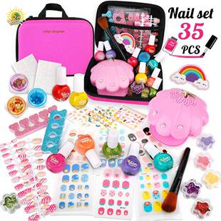 外贸儿童过家家玩具女孩美甲艺术化妆套装公主亮片贴纸首饰收纳盒