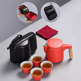 便携泡茶壶茶杯旅行茶具套装陶瓷过滤黑陶快客杯一壶二杯刻字LOGO