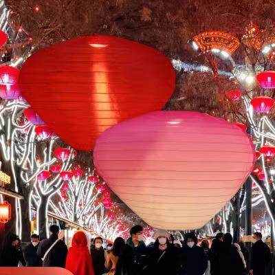 户外网红渐变灯笼夜市古镇国潮灯笼夜景装饰彩色大唐不夜城发光灯