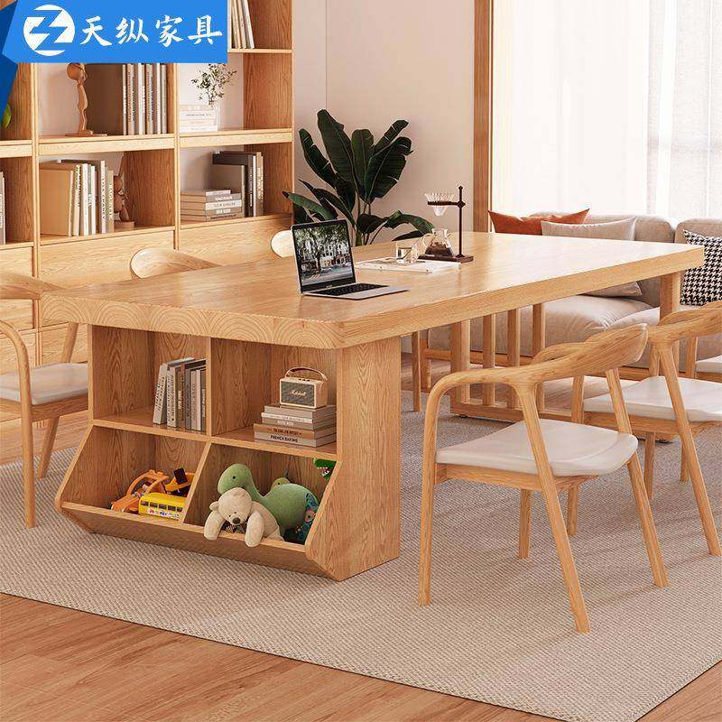 天纵客厅大长书桌书柜一体桌阅读学习桌家用白蜡木办公桌椅工作台,收纳整理,烫衣板及配件,淘宝优惠券,粉丝福利购,淘宝优惠卷
