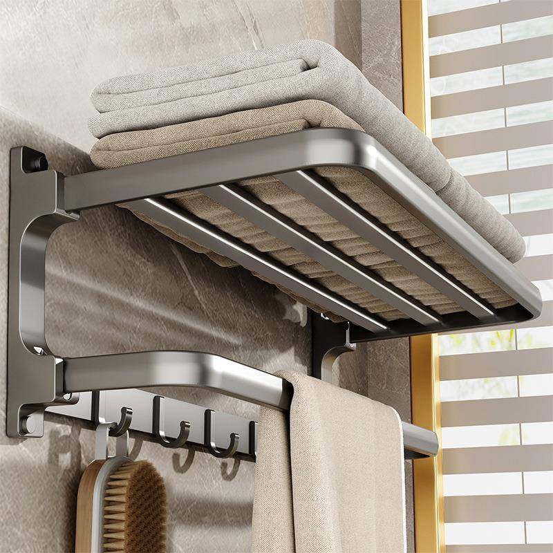 枪灰色挂件浴室免打孔毛巾架太空铝壁挂可折叠浴巾置物架收纳套装,机械设备,其他机械设备,淘宝优惠券,粉丝福利购,淘宝优惠卷
