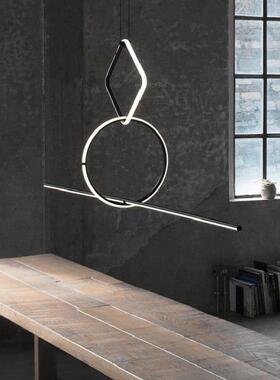 极简主义餐厅吊灯北欧简约现代客厅灯创意几何线条床头吧台LED灯