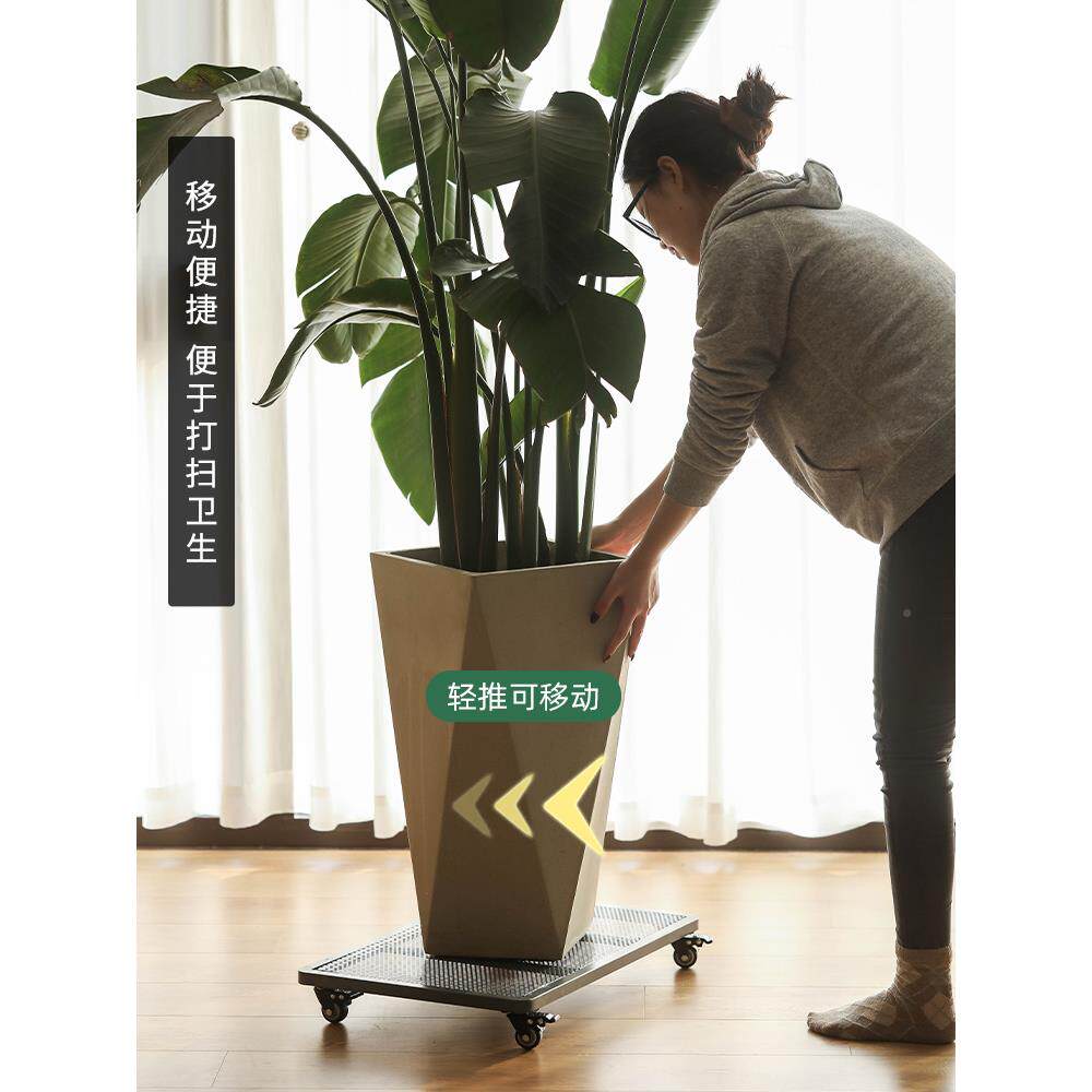 托长盘方形移动花盆铁艺带轮滚轮万植DKM向轮透气加厚大号四方绿
