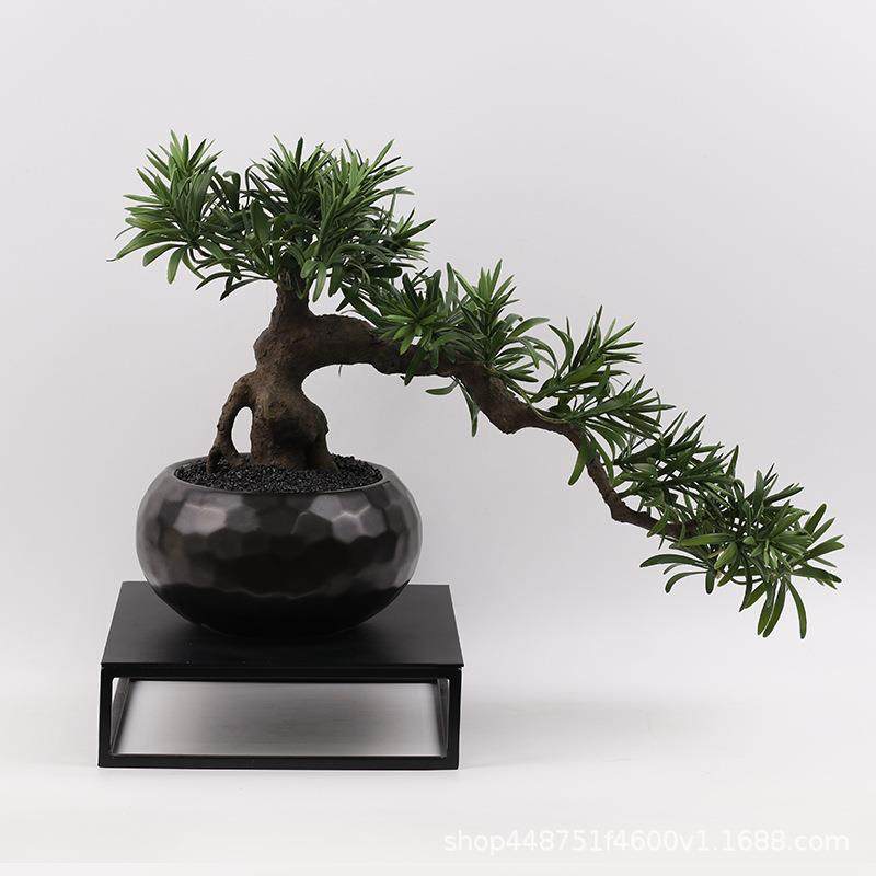 现代新中式家居仿真迎客松盆景摆件酒店样板房仿真植物装饰品软装,纺织面料/辅料/配套,纺织机械配件,淘宝优惠券,粉丝福利购,淘宝优惠卷