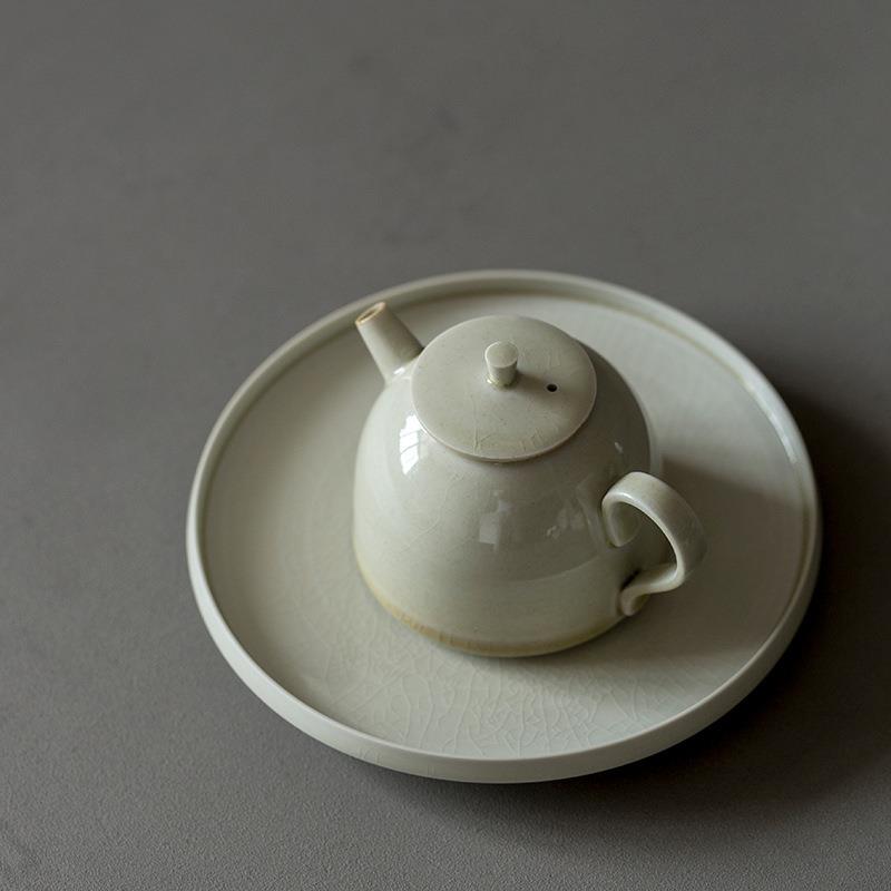 草木灰壶承干泡盘陶瓷小茶盘简约干泡台茶台茶点盘养壶垫茶道配件