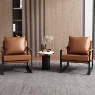 小户型懒人单人沙发椅客厅卧室阳台设计师老虎凳网红皮质休闲椅w&