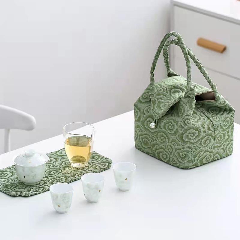 旅行茶具便携式一壶三杯盖碗布包户外收纳快客杯车载随身携带