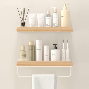 A6L原木免打孔卫生间置物架壁挂式 多功能收纳一字隔板实木置物架