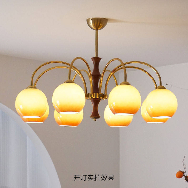 北欧客厅灯语音控制美式房间卧室吊灯复古餐厅吊灯书房中古风吊灯