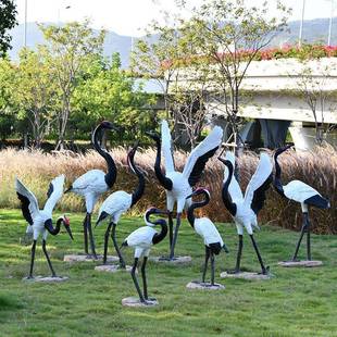 园林景观雕塑小品户外仿真仙鹤摆件小区别墅庭院花园装饰动物摆设