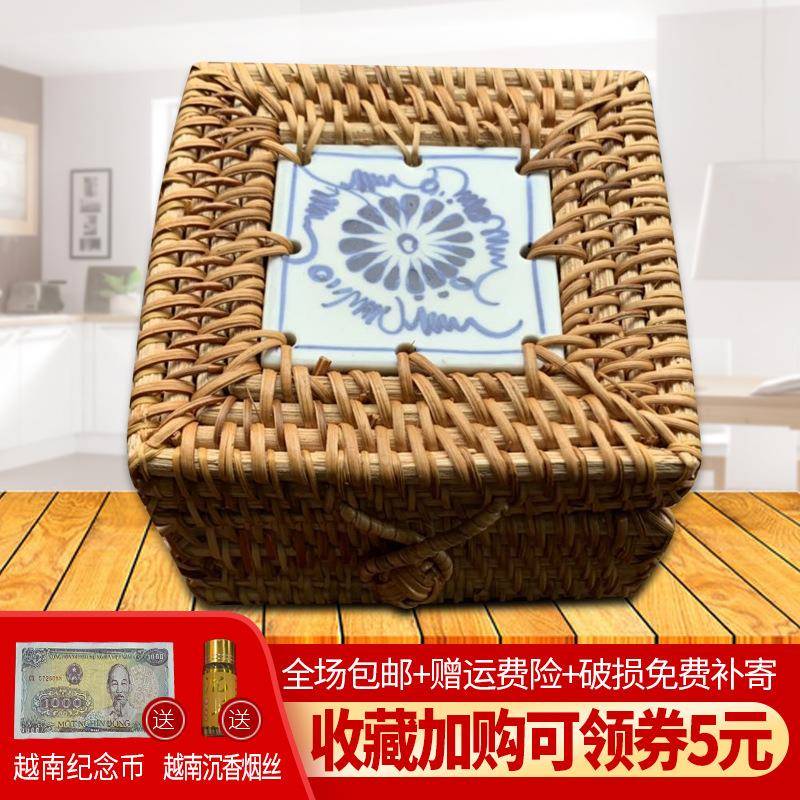 北欧秋藤编筐竹编收纳盒草编桌面客厅迷你小物品收纳编织储物篮子